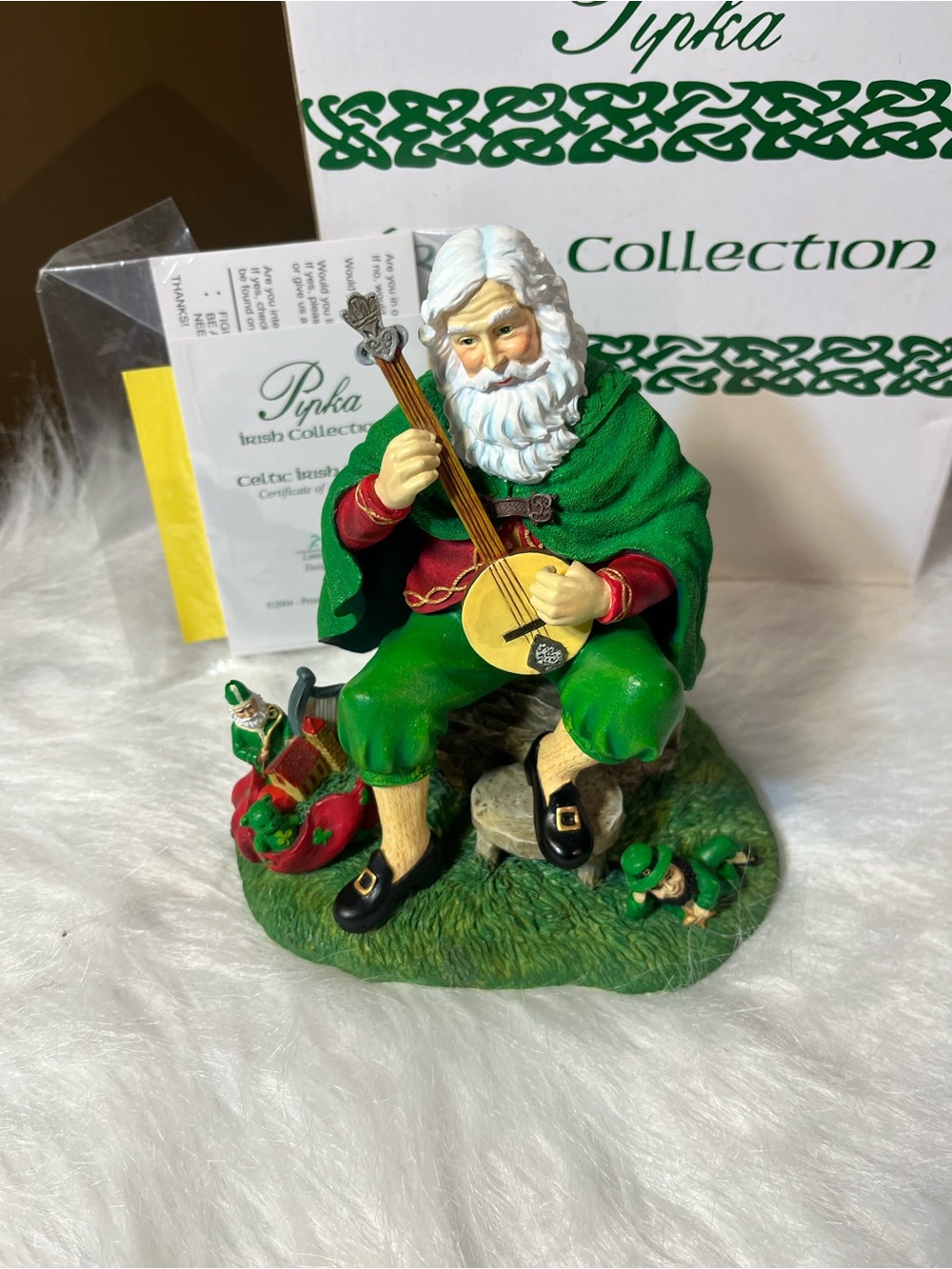 Pipka Irish Collection Green Celtic Musician Figurine. Numbered and signed.